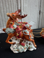 3-Piece San Francisco Music Box Company Musical Santa’s Sleigh with Reindeer (WORKS)