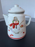 Hallmark Mitford Snowman Enamelware Coffee Pot