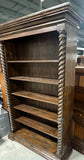 Tall Dark Stain Bookcase with Barley Twist Columns***HEAVY ITEM***READ DETAILS ON PICK UP POLICY***