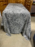 Black & White Paisley Print Table Cloth, 102"x60"