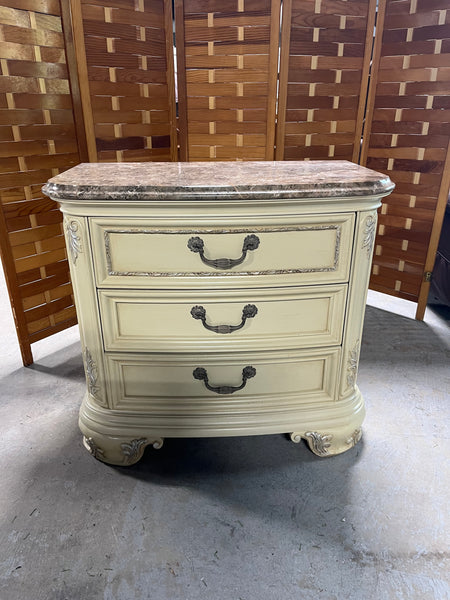 Thomasville French Provincial Marble Top Three Drawer end Table/Night Stand***HEAVY ITEM***