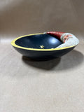 Kurt Adler Whimsical 3D Wooden Santa Bowl With Stars