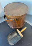 Primitive Vintage Wooden Firkin Sugar Bucket with Scoop