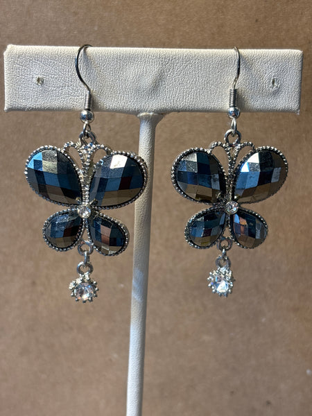 Silver Tone Butterfly Earrings