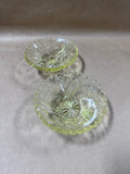 Pair Of Yellow Depression Glass Floral Bowls