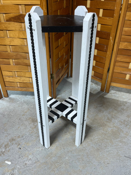 Black & White Painted Plant Stand