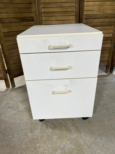 Particle Board Three Drawer Rolling Cabinet