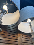 Pair of Tall White Washed Column Lamps