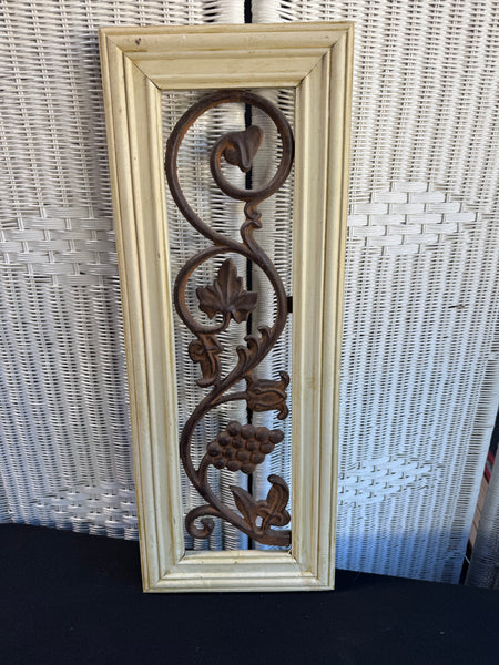 Grapevine Rustic Iron Farmhouse Style Cream Framed Art