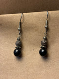 Silver & Black Beaded Earrings