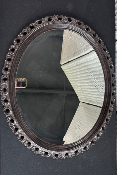 Heavyweight Oval Resin Mirror in Bronzed Glitter