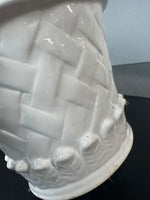 White Basket Weave Ceramic Planter