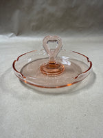 Small Pink Depression Glass Candy Dish With Handle