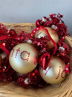 Basket of Quacker Factory Glass Ball Ornaments