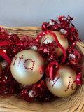 Basket of Quacker Factory Glass Ball Ornaments