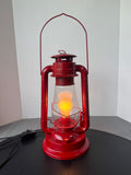 Red Vintage Style Lantern Electric Lamp (WORKS)