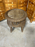 Wicker Round Side Table with Glass