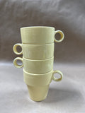 Set Of 4 Pastel Yellow Stackable Mugs // 2 Sets Available // PRICED INDIVIDUALLY