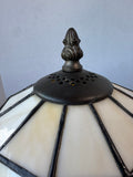 Small Tiffany Style Stained Glass Pink Rose Lamp (WORKS)