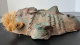 Painted Stone African Tribal Mask with Lizard