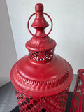 Pair of Red Metal Decorative Lanterns
