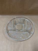 Round Floral Divided Glass Tray