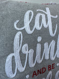 Eat Drink and Be Merry Embroidered Throw Pillow