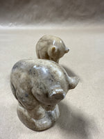 Pair Of Marble Bear Cub Figurines