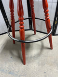 Reddish/Orange Painted Swivel Bar Stool