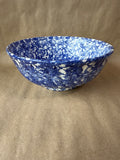 Italian Blue Spongeware Ribbed Bowl