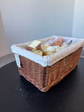 Pier 1 Imports Lined Basket of Assorted Neutral Christmas Ornaments