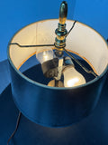 Small Brass Vintage Dual Light Lamp with Black Shade (WORKS)
