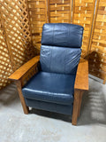 Action Industries Mission Style Blue Leather Reclining Chair