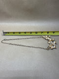 Purple Enameled Floral Gold Tone Bib Necklace