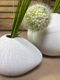 Modern/Minimalist White Ceramic Vases with Greenery (2)