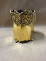 (A) Heavy Ornate Footed Brass Planter
