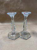 Pair Of Heisey Style Glass Candle Stick Holders // 2 Sets Available // *** PRICED INDIVIDUALLY ***
