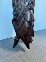 (B) Vintage Indonesian Hand Carved Wooden Buddha Totem Mask