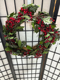 A-18” Grapevine and Holly Wreath (Two Available, Listed Separately)