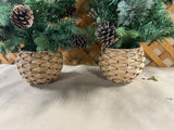 Pair of Faux Christmas Trees with Pinecones in Baskets, 26"H