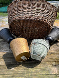 Gardening Basket and Four Small Plastic/Metal Planters