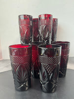 (A) 8-Piece Luminarc France Cristal d’Arques Ruby Red Tumblers Set