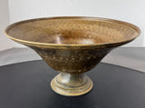Textured Metal Pedestal Console Bowl