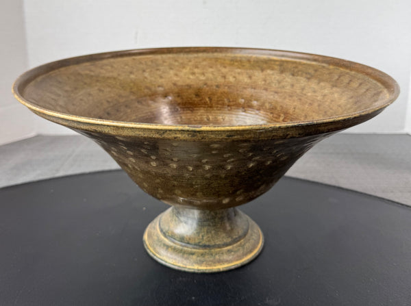 Textured Metal Pedestal Console Bowl