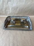 Art Deco Style Silver Plate Inkwell Desk Set