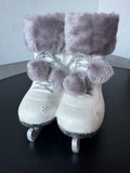 Resin & Faux Fur Glittery Ice Skates Decor or Planter
