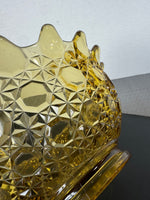 Amber Glass Vintage Scallop Edged Bowl