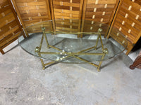 Oval Glass/Brass Ram Coffee Table