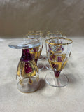 Set Of 6 Amethyst And Gold Small Wine Goblets