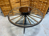 Wagon Wheel Table with Lazy Susan***HEAVY ITEM***